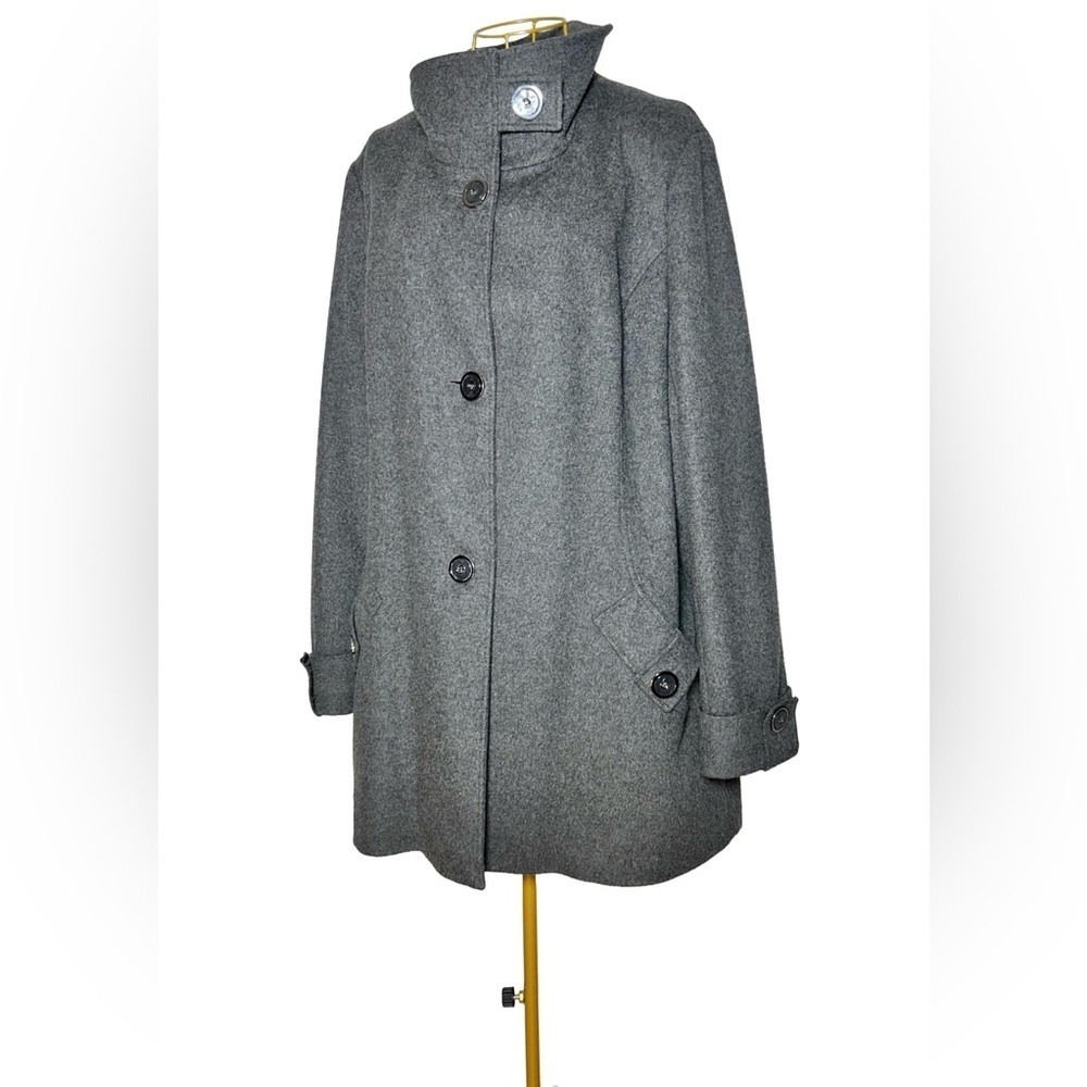 Kristen Blake Wool Classic Gray Dress Coat with Pockets, XXL